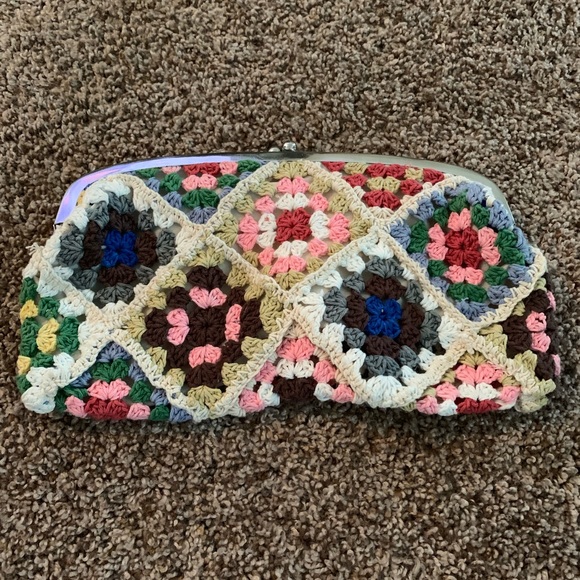 Handbags - NWOT multi color crochet clutch